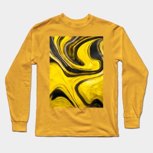 YELLOW AND BLACK LIQUID MARBLE DESIGN, PATTERN Long Sleeve T-Shirt